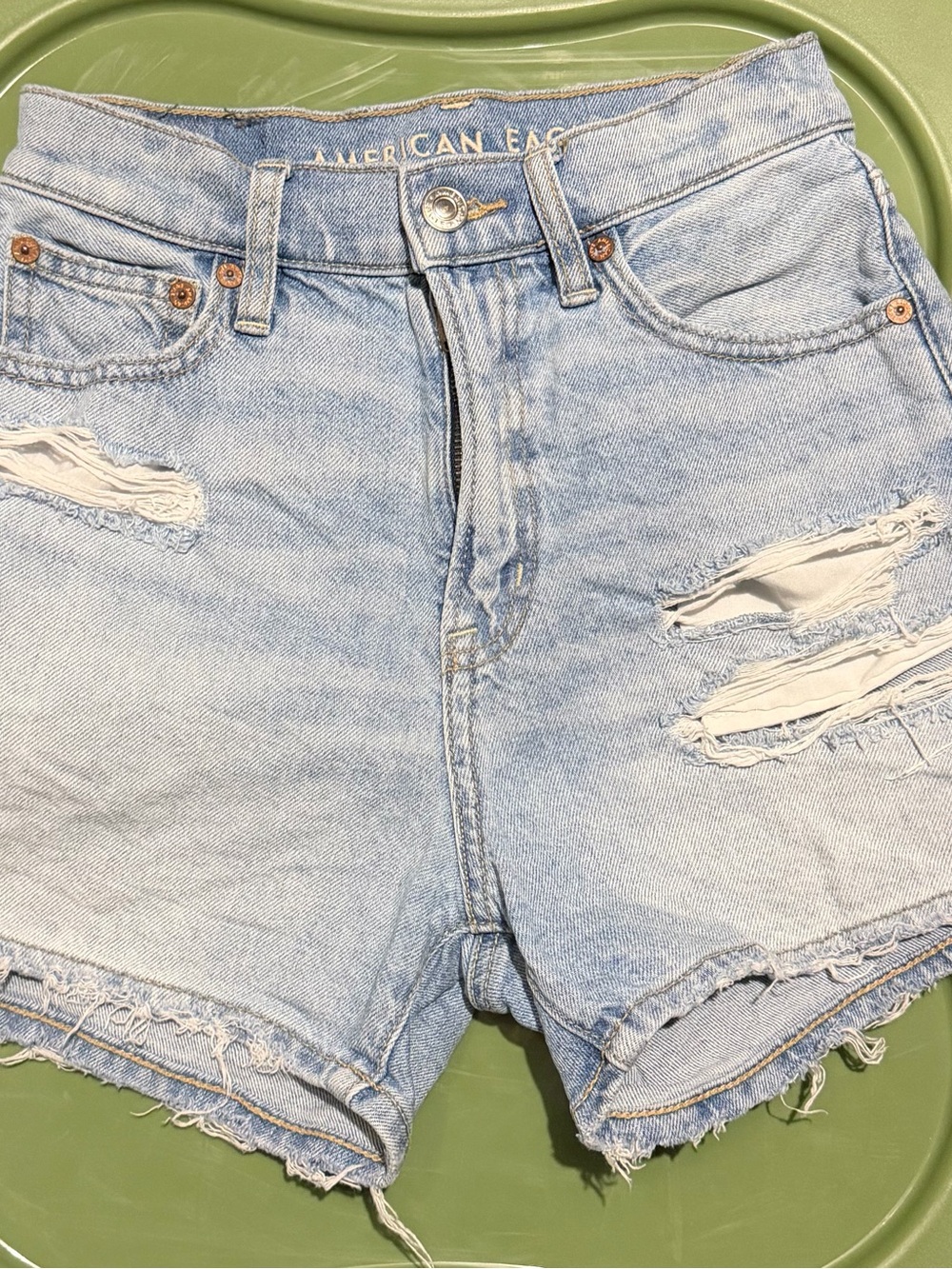 American Eagle Outfitters Light Wash Distressed Denim Shorts